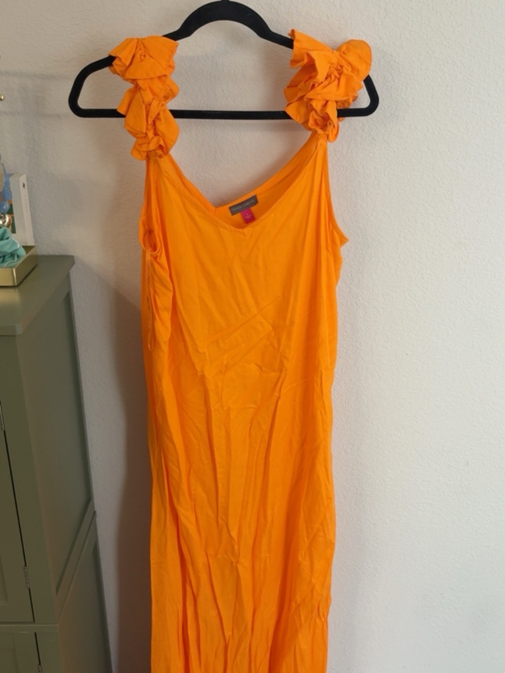 Orange Ruffle-Strap maxi dress